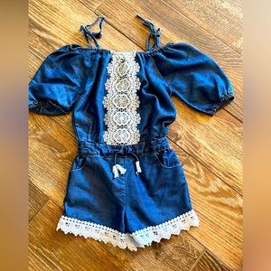 Girls romper denim and lace 4T